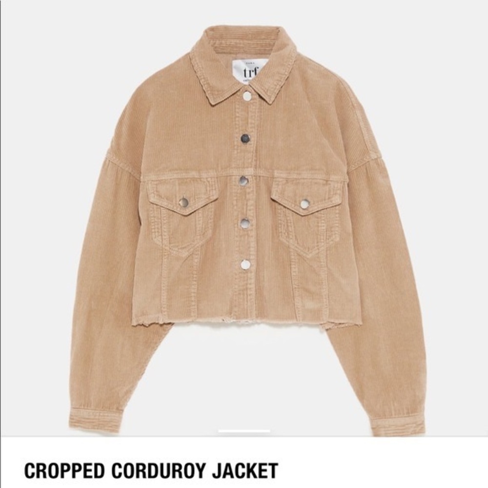 Zara Camel Cropped Corduroy Jacket